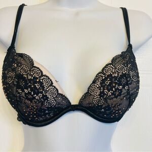 Victoria’s‎ Secret Sexy Little Things Bra Black Lace Plunge Rhinestones Size 32D
